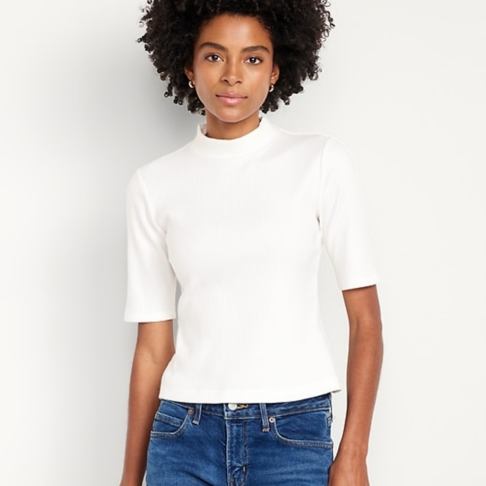 2 Ribbed Mock Neck Tops